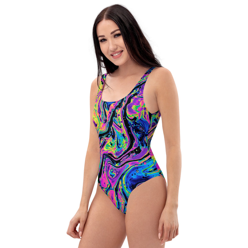 Rainbow Liquid Cut Out Bodysuit